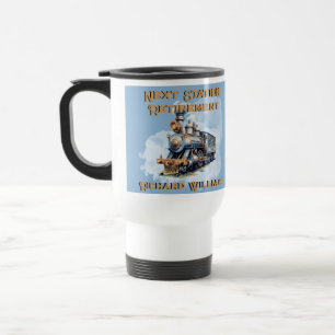 Taza De Viaje Tema del viaje de jubilaciones Estación de tren de