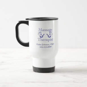 Taza De Viaje Terapeuta del masaje: Impresiones azules de la