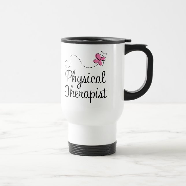 Taza De Viaje Terapeuta físico de la mariposa rosada linda (Derecha)