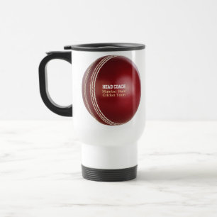 Taza De Viaje Test Match Red Cricket Ball con texto Personalizad