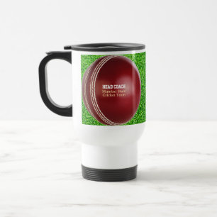 Taza De Viaje Test Match Red Cricket Ball con texto Personalizad