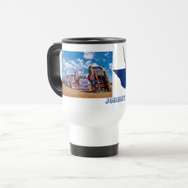 Taza De Viaje Texas Longhorns & Cadillac Ranch (Anverso izquierdo)