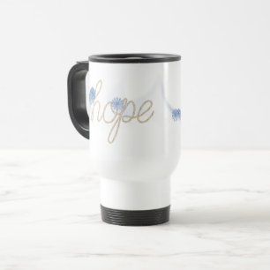 Taza De Viaje Texto de cuerda HOPE con margaritas azules