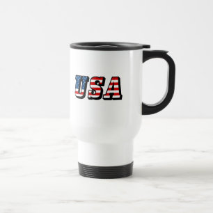 Taza De Viaje Texto de la bandera de Estados Unidos