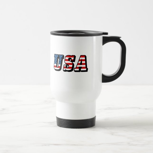 Taza De Viaje Texto de la bandera de Estados Unidos (Derecha)