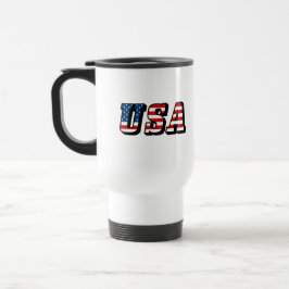 Taza De Viaje Texto de la bandera de Estados Unidos