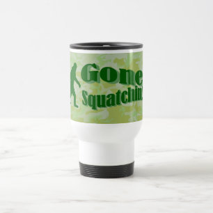 Taza De Viaje Texto de Squatchin sobre camuflaje verde