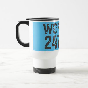Taza De Viaje Texto desgastado y raspado Workout 247365 azul