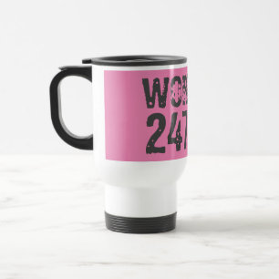 Taza De Viaje Texto desgastado y raspado Workout 247365 rosa