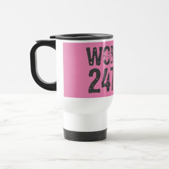 Taza De Viaje Texto desgastado y raspado Workout 247365 rosa (Izquierda)