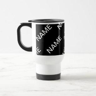 Taza De Viaje Texto personalizable Negro y blanco moderno y ne