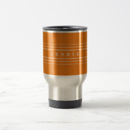 Taza De Viaje Texto Personalizado y franjas modernas | NARANJA