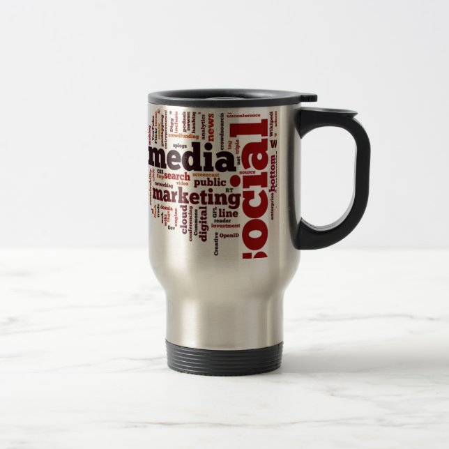 Taza De Viaje texto social de los medios de la palabra-nube (Derecha)