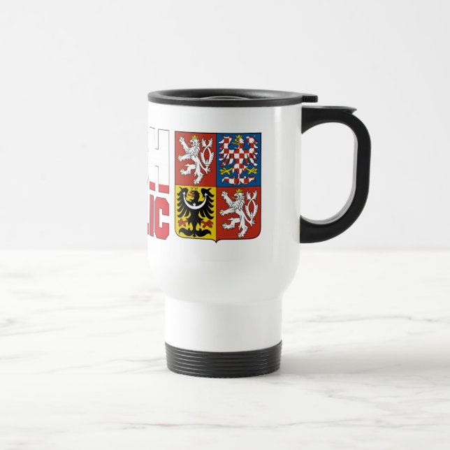 Taza De Viaje Texto y emblema de la bandera de la República Chec (Derecha)