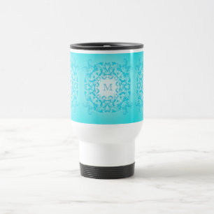 Taza De Viaje Textura barroca de la pendiente de la turquesa del