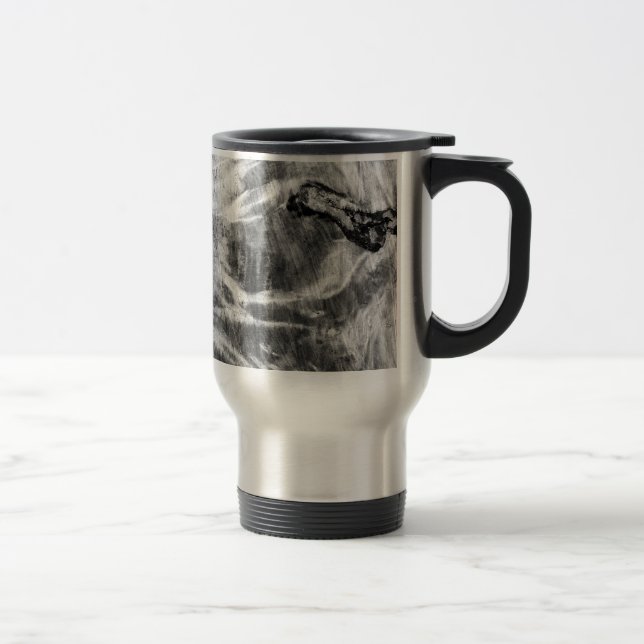 Taza De Viaje Textura de madera en blanco y negro (Derecha)