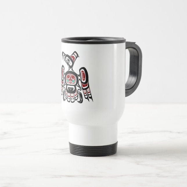 Taza De Viaje Thunderbird nativo americano de raza negra Kaigani (Anverso derecho)