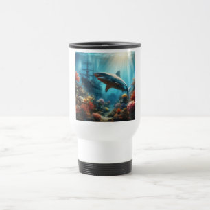 Taza De Viaje Tiburón tigre costero/naútico y arrecife de coral
