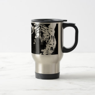 Taza De Viaje Tigre de arte pop blanco y negro