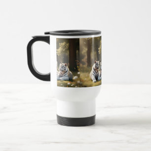 Taza De Viaje Tigres Blancos en Reposo – Bosque Sereno