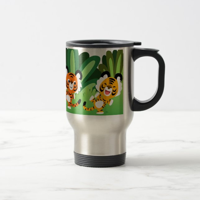 Taza De Viaje Tigres Personalizados cortos bailando en la jungla (Derecha)