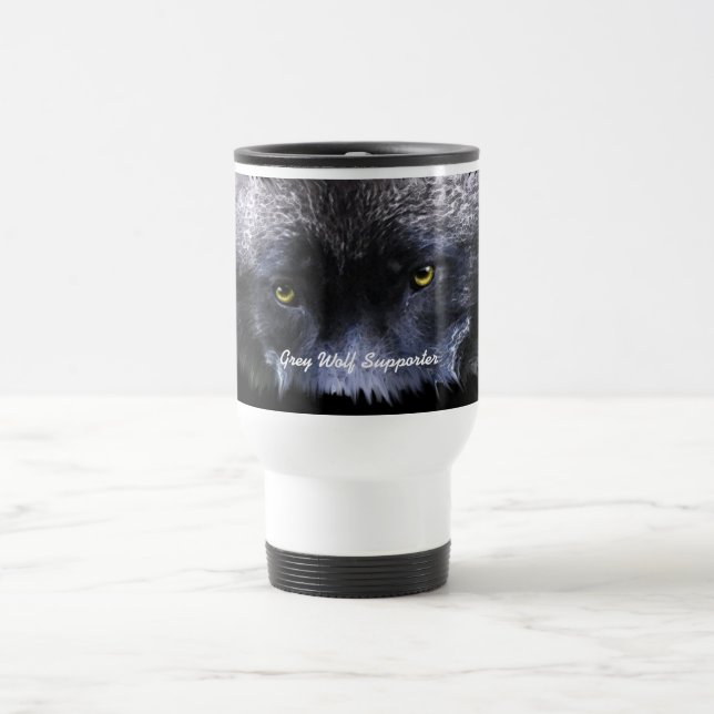 Taza De Viaje TIMBER WOLF PARTIDISTA Wolf Eyes Wildlife Gig (Centro)