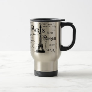 Taza De Viaje Tipografía Caligrafía París Francia Torre Eiffel
