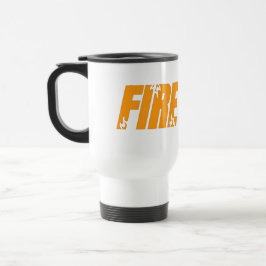 Taza De Viaje Tipografía de llama de FUEGO naranja negrita en ac