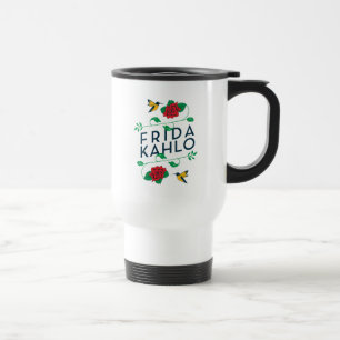 Taza De Viaje Tipografía floral de Frida Kahlo el  
