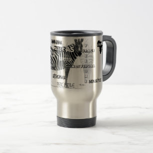 Taza De Viaje Tipografía única de cebras en blanco y negro
