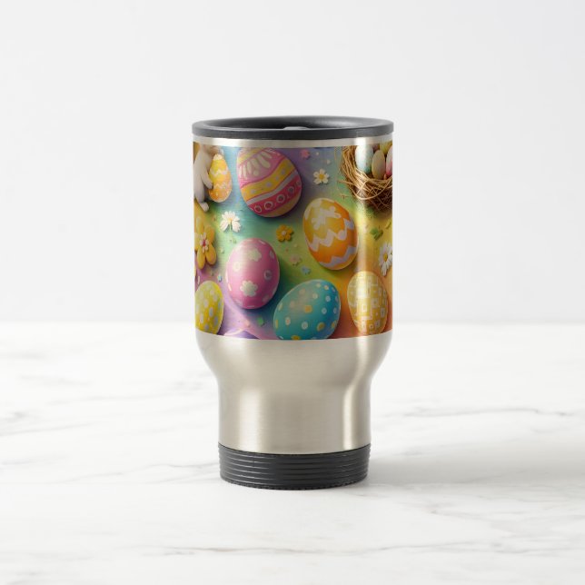 Taza De Viaje Title whimsical Easter bunny and colourful egg pat (Centro)