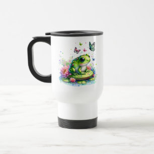 Taza De Viaje Toad caprichoso, flores y mariposas