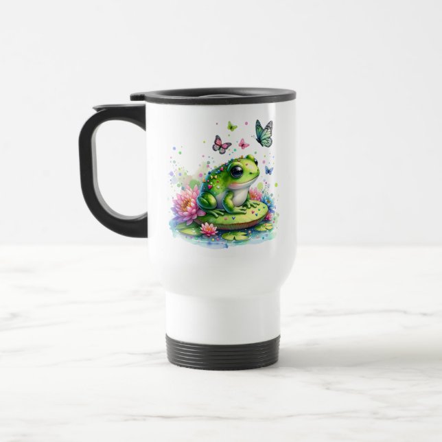 Taza De Viaje Toad caprichoso, flores y mariposas (Izquierda)