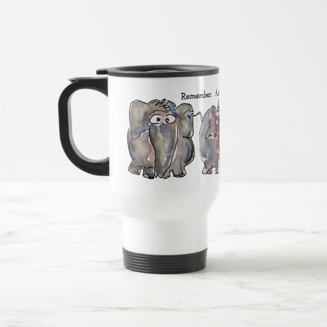 Taza De Viaje Todo es Wellephant 3 elefantes del dibujo animado (Izquierda)