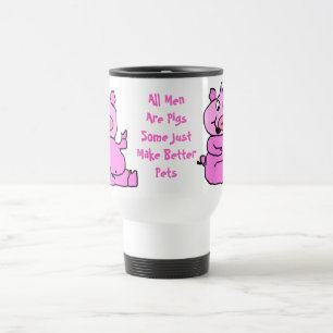 Taza De Viaje "Todos los hombres son cerdos" Personalizado rosa