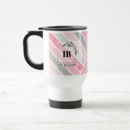 Taza De Viaje Tonos de franjas rosadas Monograma Mug de viaje