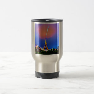 Taza De Viaje Torre Eiffel en pintura nocturna