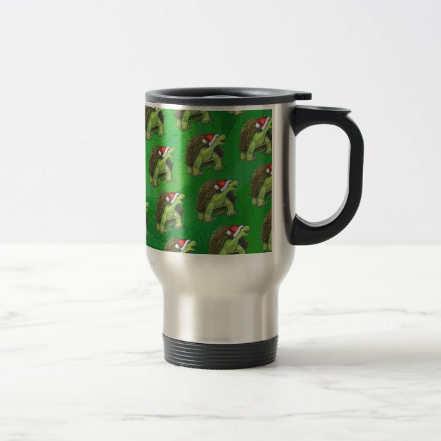 Taza De Viaje Tortoise en Santa Hat en Green (Derecha)