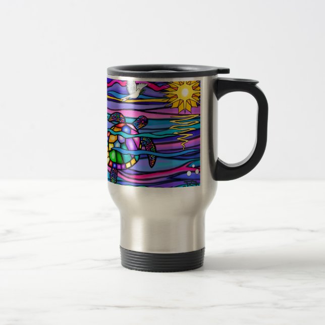 Taza De Viaje Tortuga marina (azul / rosa) (Derecha)