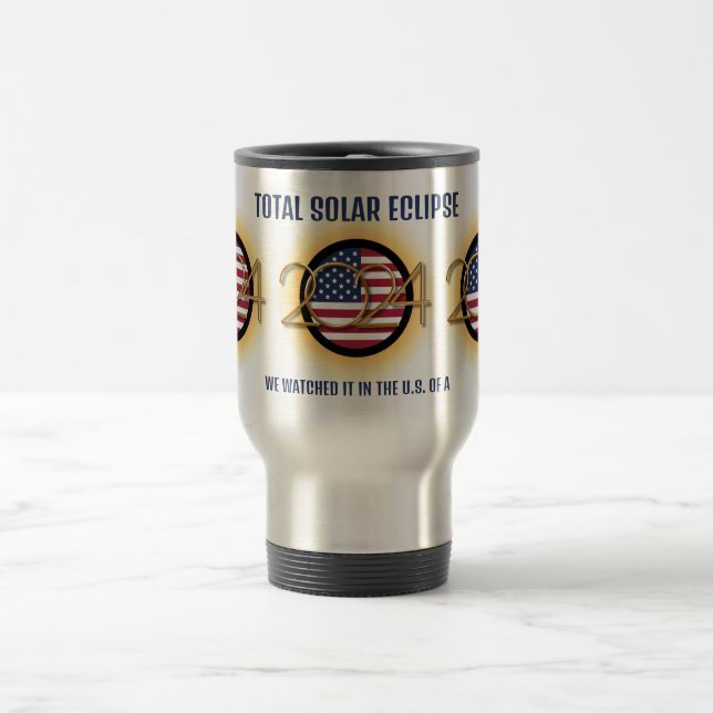Taza De Viaje TOTAL DE ECLIPSE SOLAR 2024 personalizado EE.UU. (Centro)