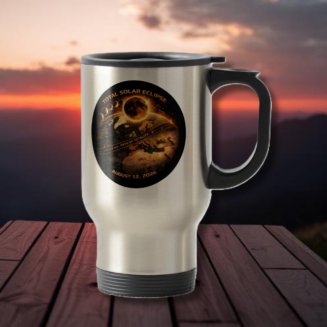 Taza De Viaje Total Solar Eclipse 2026 Path of Totality (Total Solar Eclipse 2026 Path of Totality Travel Mug )