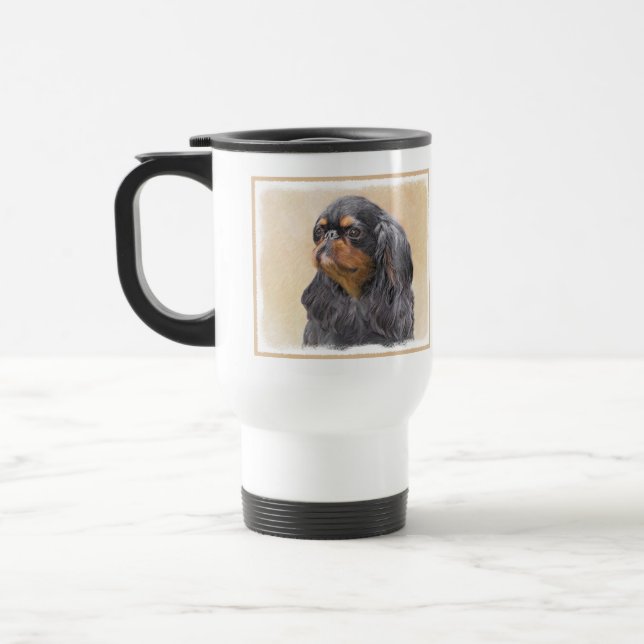 Taza De Viaje Toy English Spaniel Pintura Original Arte Animal (Izquierda)
