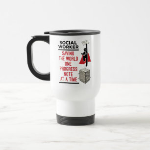 Taza De Viaje Trabajador Social Nota Divertida de Progreso Traba
