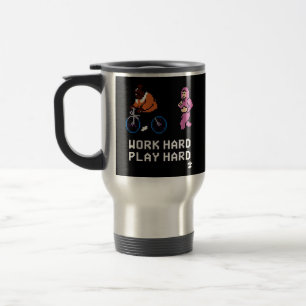 Taza De Viaje Trabajar duro y duro mucho - Nueve Clásica en la n