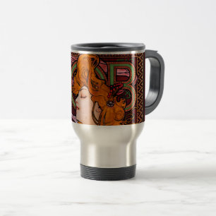 Taza De Viaje TRABAJO de Alphonse Mucha Obra de arte Art Nouveau