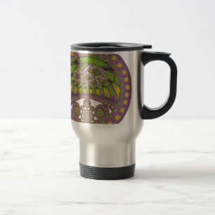 Taza De Viaje Tradicional kaleidoscopio africano púrpura y amari