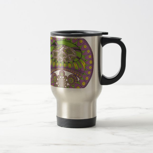 Taza De Viaje Tradicional kaleidoscopio africano púrpura y amari (Derecha)