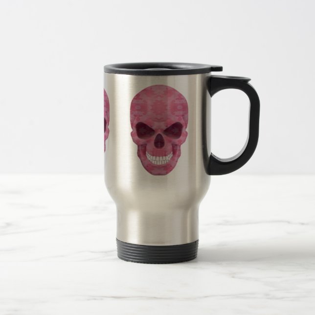 Taza De Viaje Tragón de viaje de cráneo de camuflaje rosa (Derecha)