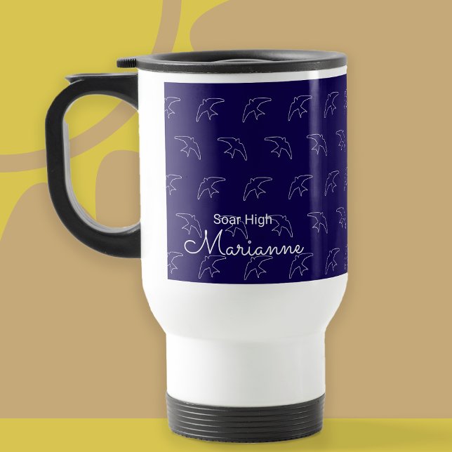 Taza De Viaje Trama de Tragón de Tragón Azul Moderno (Swallow Mug)