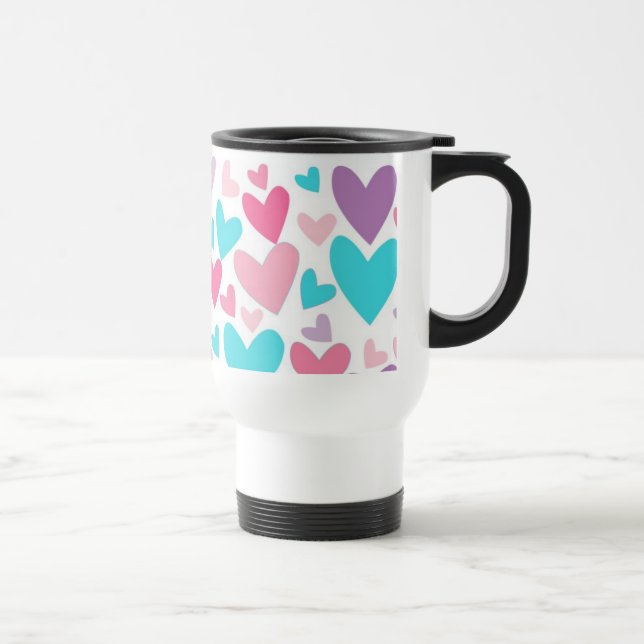 Taza De Viaje Trama de viaje de cúbito rosa morado y azul (Derecha)